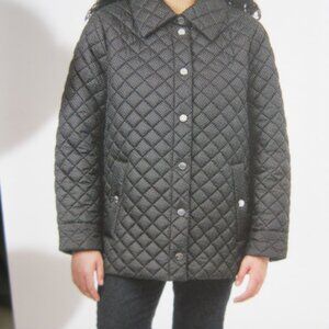 Anne Klein Women's Side Slit Puffer Quilt Jacket Snap Button black, XL (1032XL)